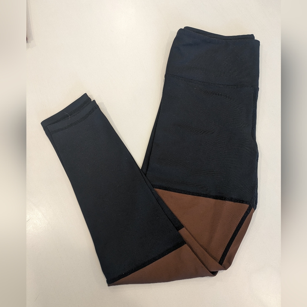 Black & Brown Color Block Leggings